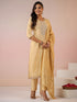 Beige Silk Blend Embroidered Straight Kurta Set